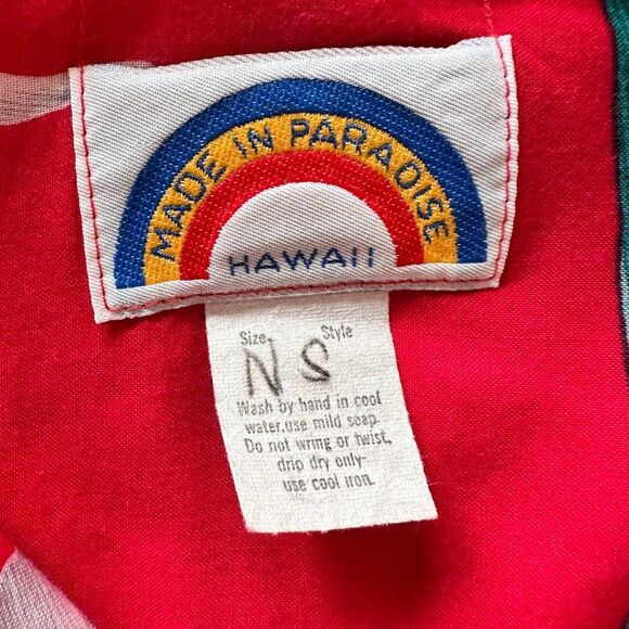 Vintage Hawaiian Shirt 1970s Red White Floral Genuine Made in Hawaii Size Medium - Picture 5 of 5